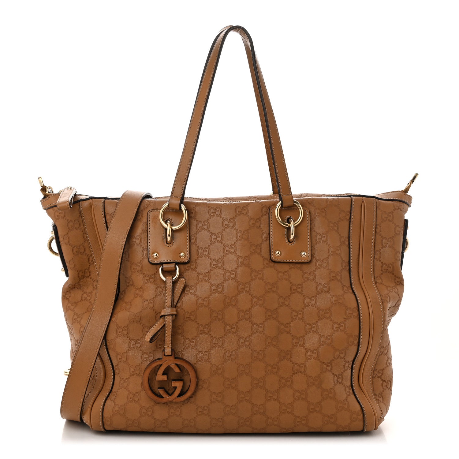 Gucci Guccissima Medium GG Charm Satchel Brown 1 of 11