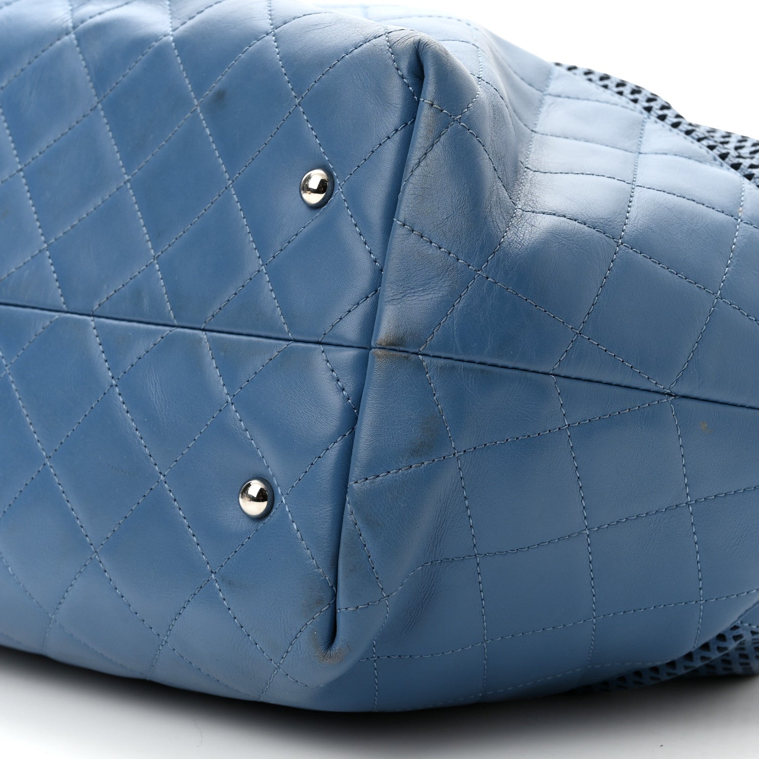 Chanel Calfskin Perforated Up In The Air North South Tote Blue 10 of 11