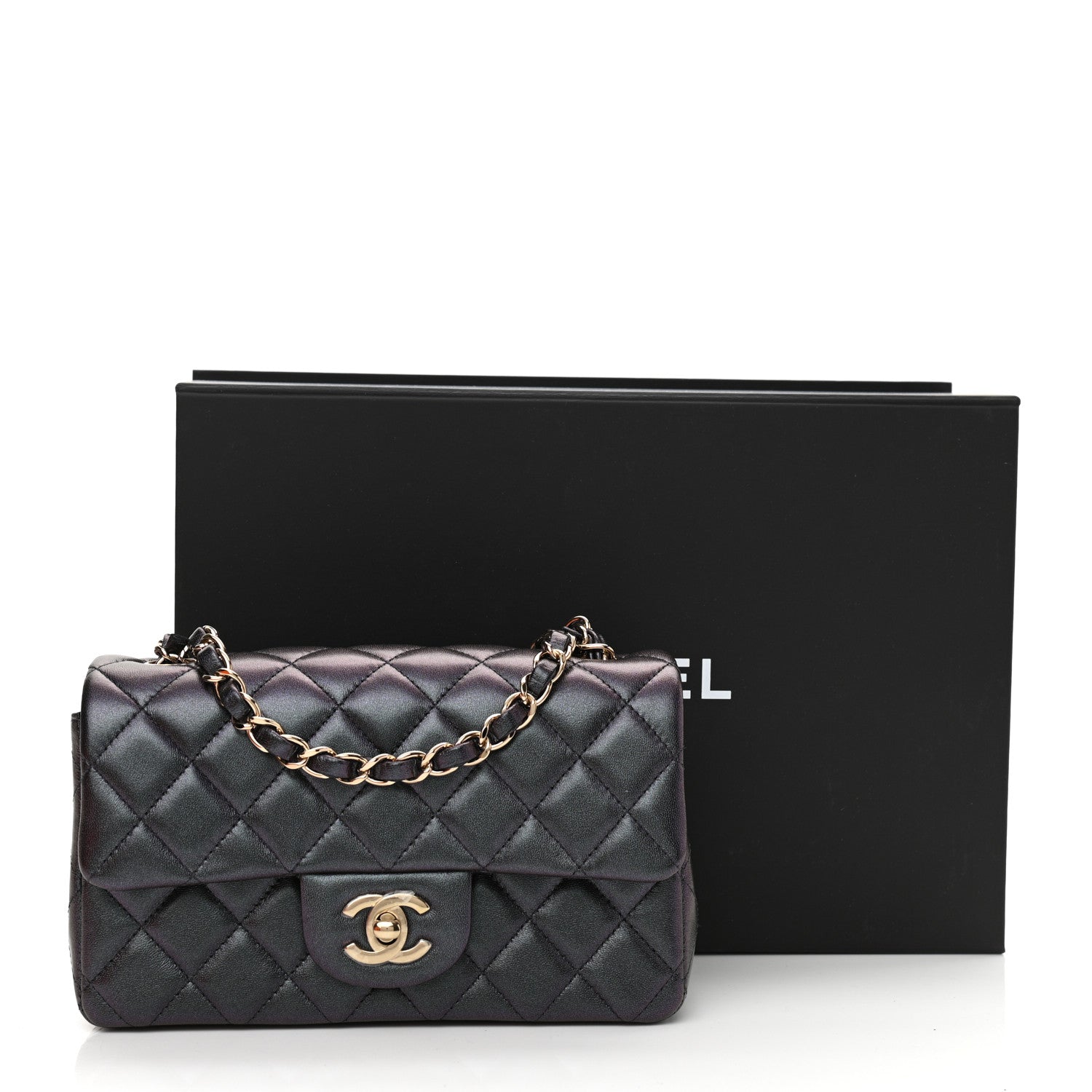 Chanel Iridescent Lambskin Quilted Mini Rectangular Flap Black 11 of 11