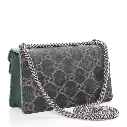 Gucci Velvet Moon Calfskin Crystal GG Monogram Small Dionysus Shoulder Bag Avio Dusty Pink Black Diamond 3 of 13