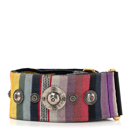 Christian Dior Canvas Embroidered Studded Rainbow Shoulder Strap 2 of 4