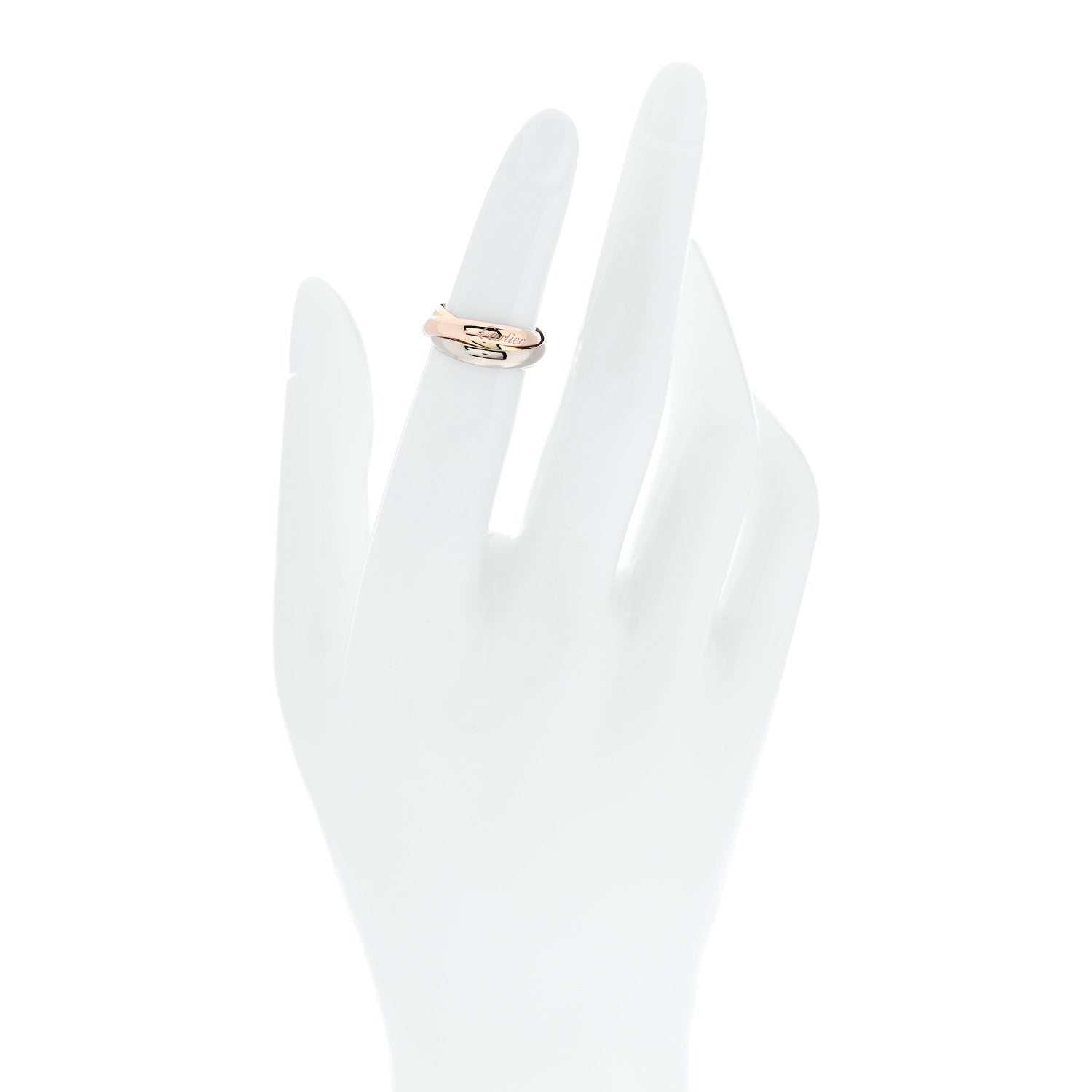 Cartier 18K Pink Yellow White Gold Small Trinity Ring 46 3.75 2 of 5