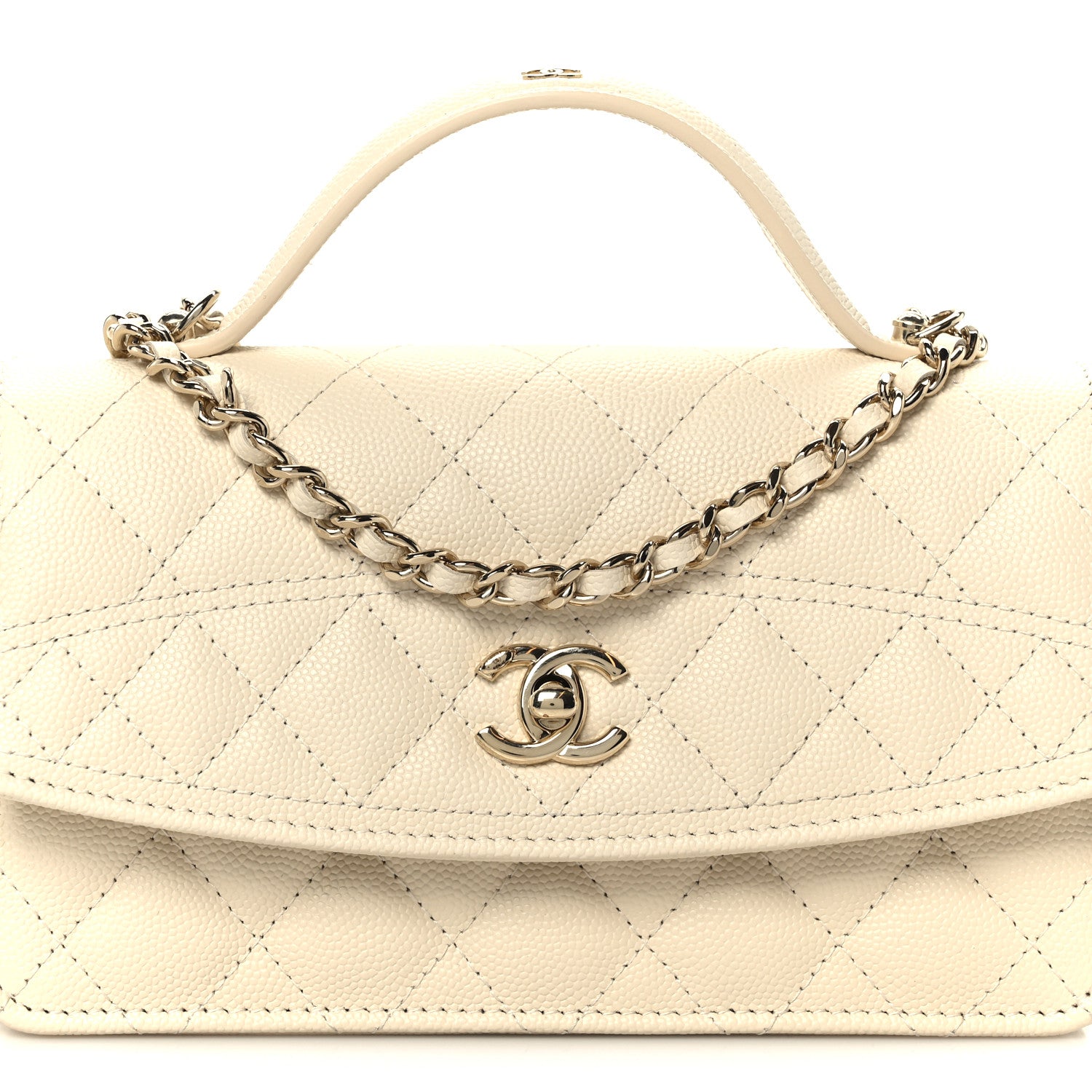 Chanel Caviar Quilted Trendy Handle Clutch With Chain Ecru 1818671