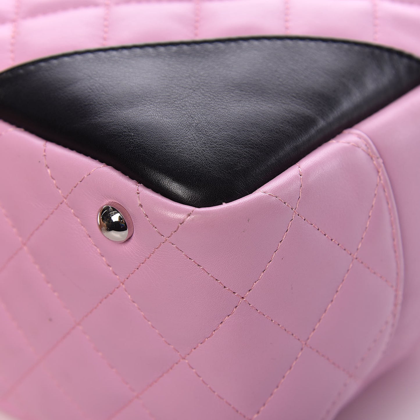 Calfskin Quilted Large Cambon Bowler Pink Black
