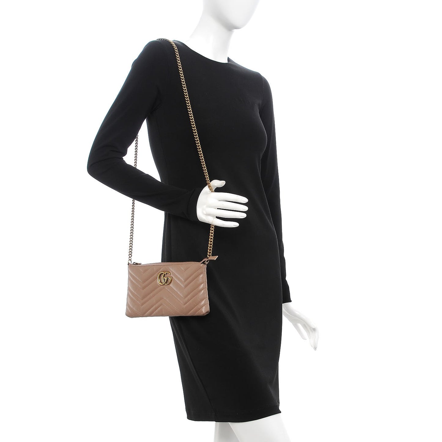 Calfskin Matelasse Mini GG Marmont Chain Bag Porcelain Rose