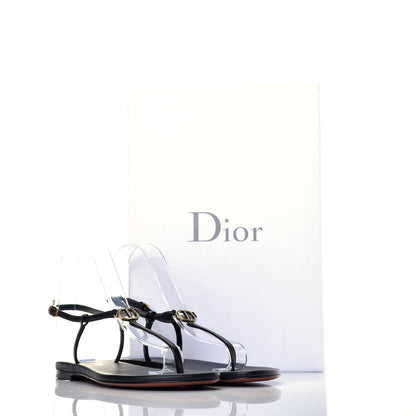 Christian Dior Lambskin Signature T-Strap Thong Sandals 36 Black 8 of 8