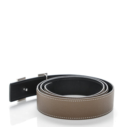 Hermes Epsom Swift 32mm H Belt 95 Etoupe Noir 3 of 6