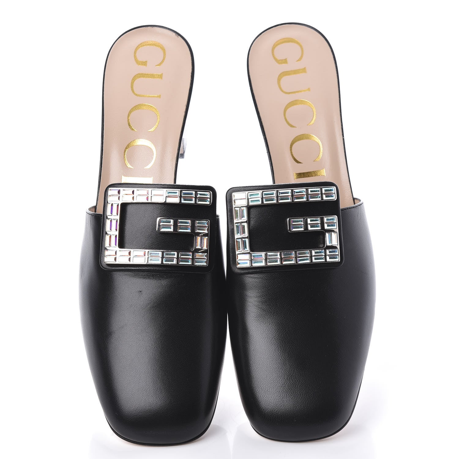 Gucci Malaga Kid Crystal Square G Madelyn Mules 42 Black 5 of 10