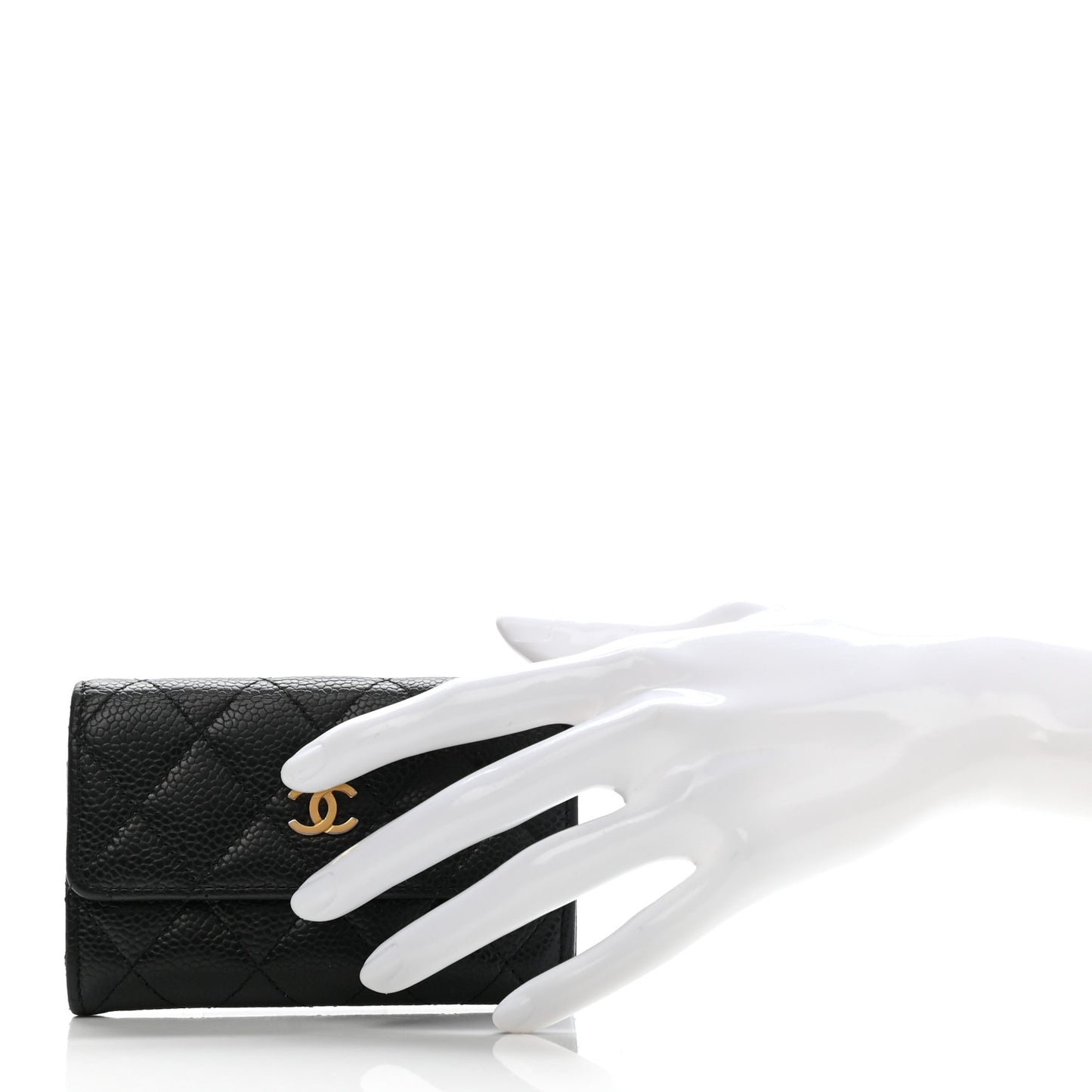 Caviar Quilted Flap Card Holder Black
