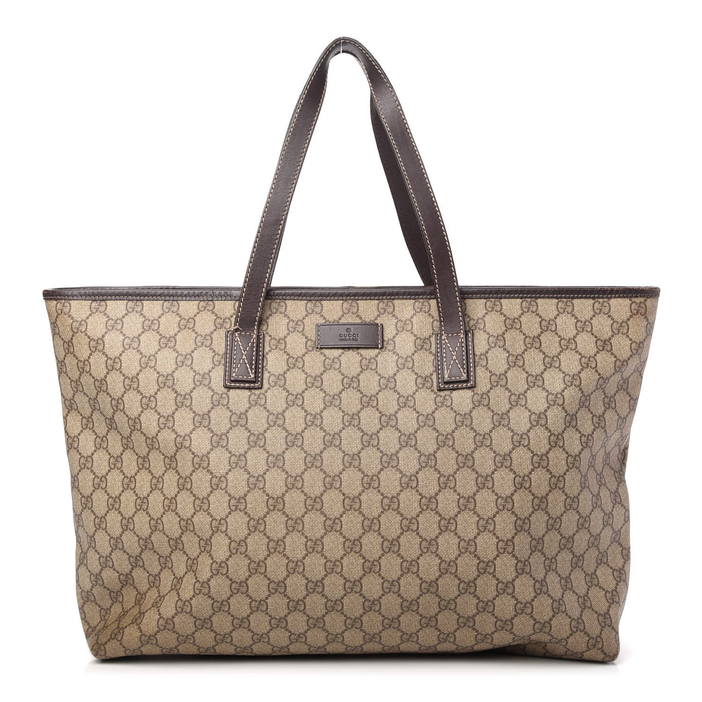 GG Supreme Monogram Large Zippered Shopping Tote Brown