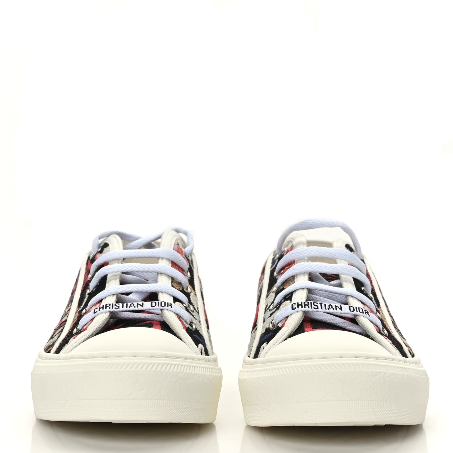 Cotton Floral Pop Embroidered Walk'N'Dior Low Top Sneakers 38.5 Red Multicolor