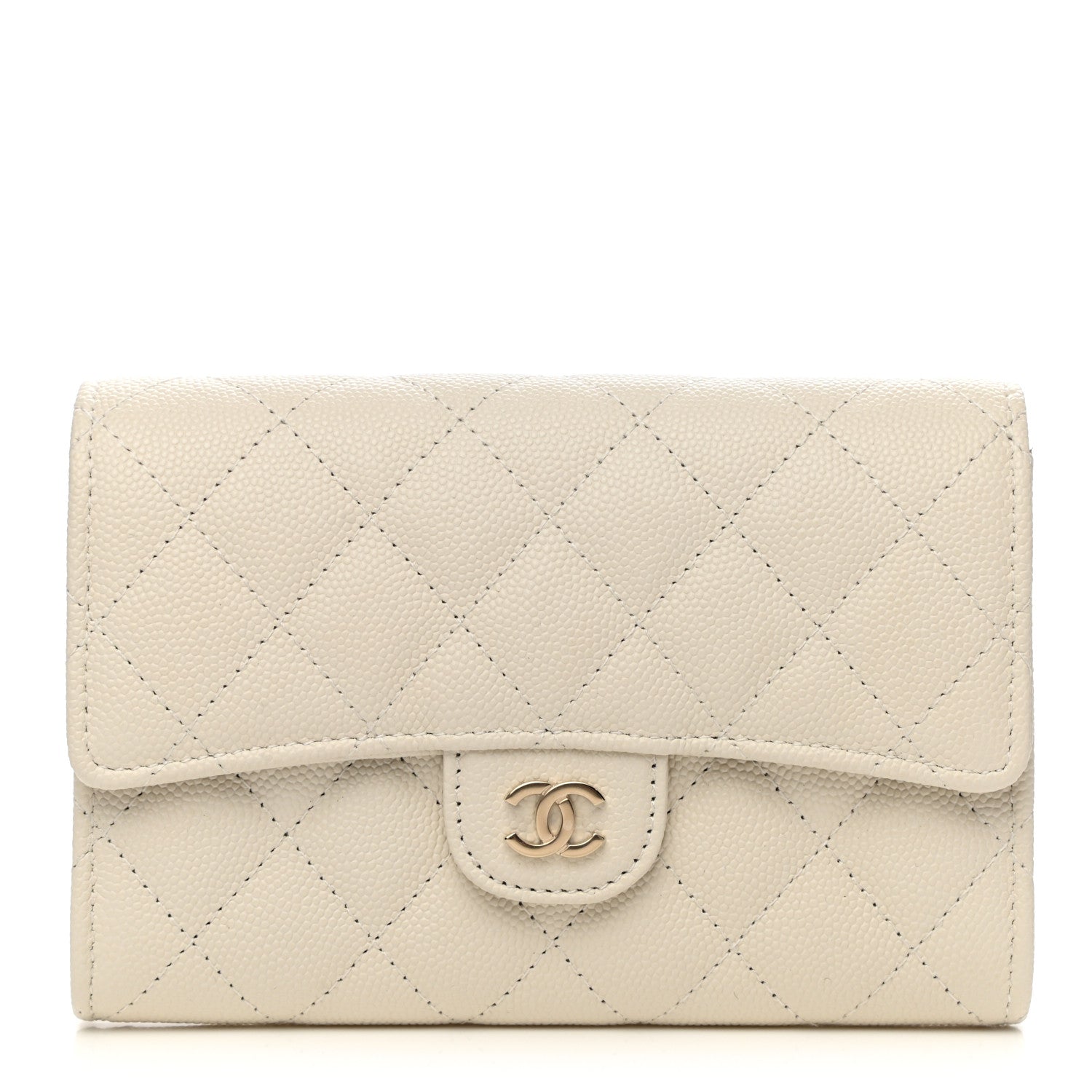 Chanel Caviar Quilted Medium Flap Wallet White 1 of 10