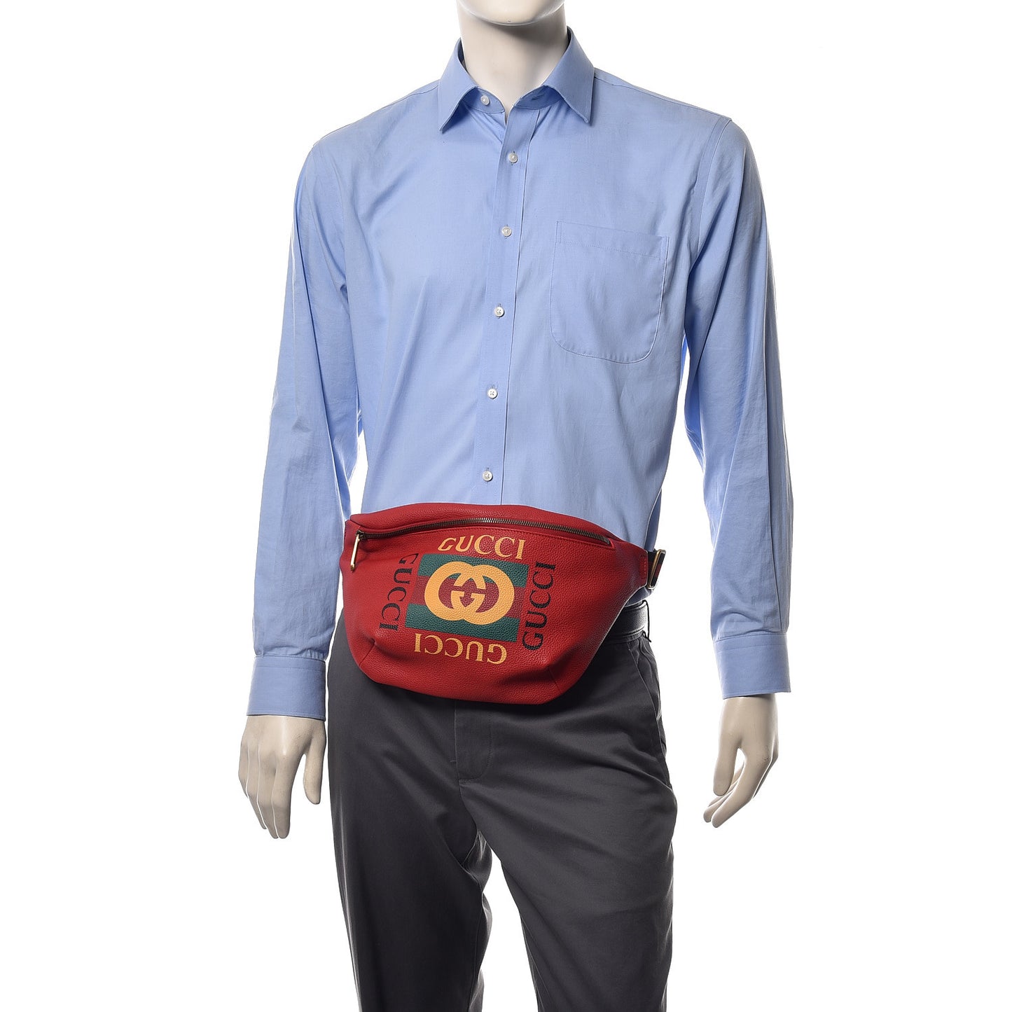 Grained Calfskin Logo Belt Bag Hibiscus Red