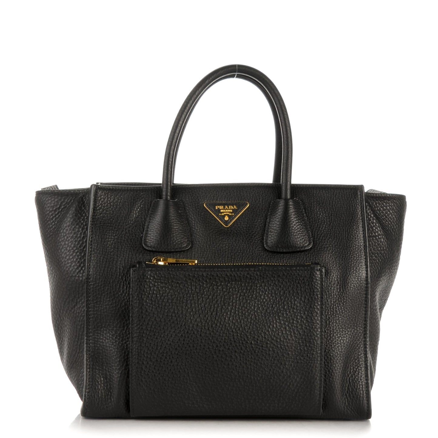 Vitello Daino Twin Pocket Tote Black