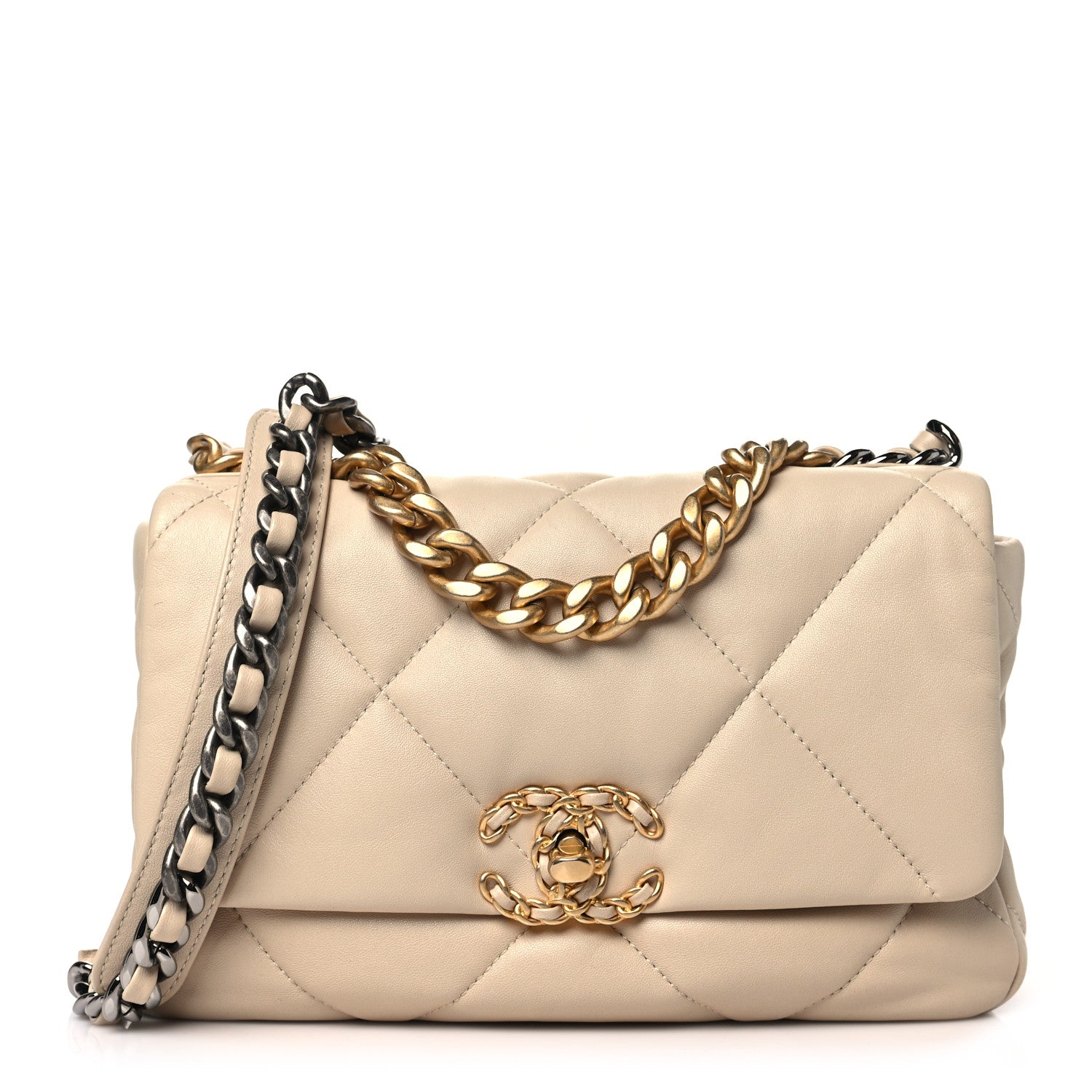 Chanel Lambskin Quilted Medium Chanel 19 Flap Beige 1 of 11