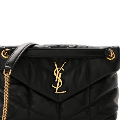 Saint Laurent Lambskin Quilted Small Loulou Puffer Monogram Chain Satchel Black 8 of 11