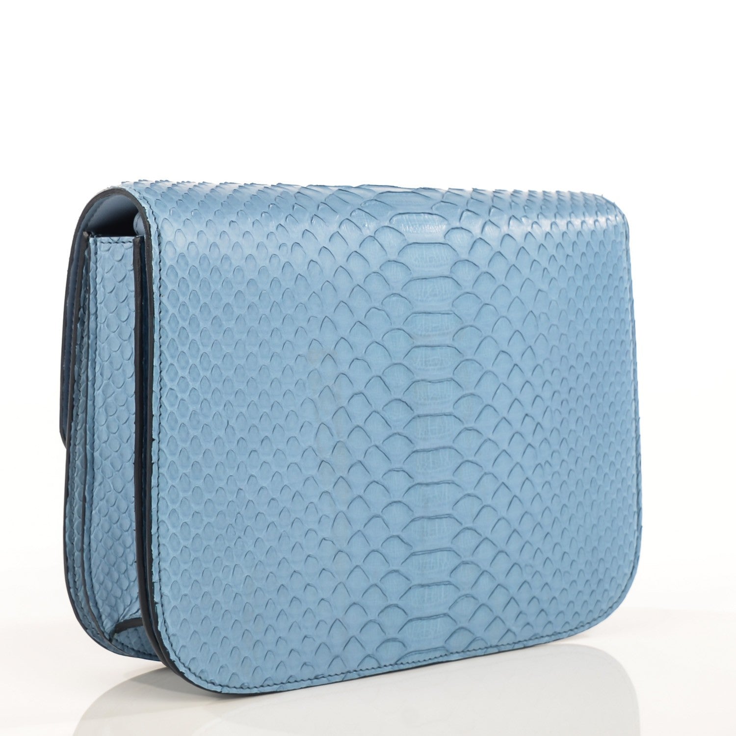 Celine Python Medium Classic Box Flap Bag Blue 3 of 8