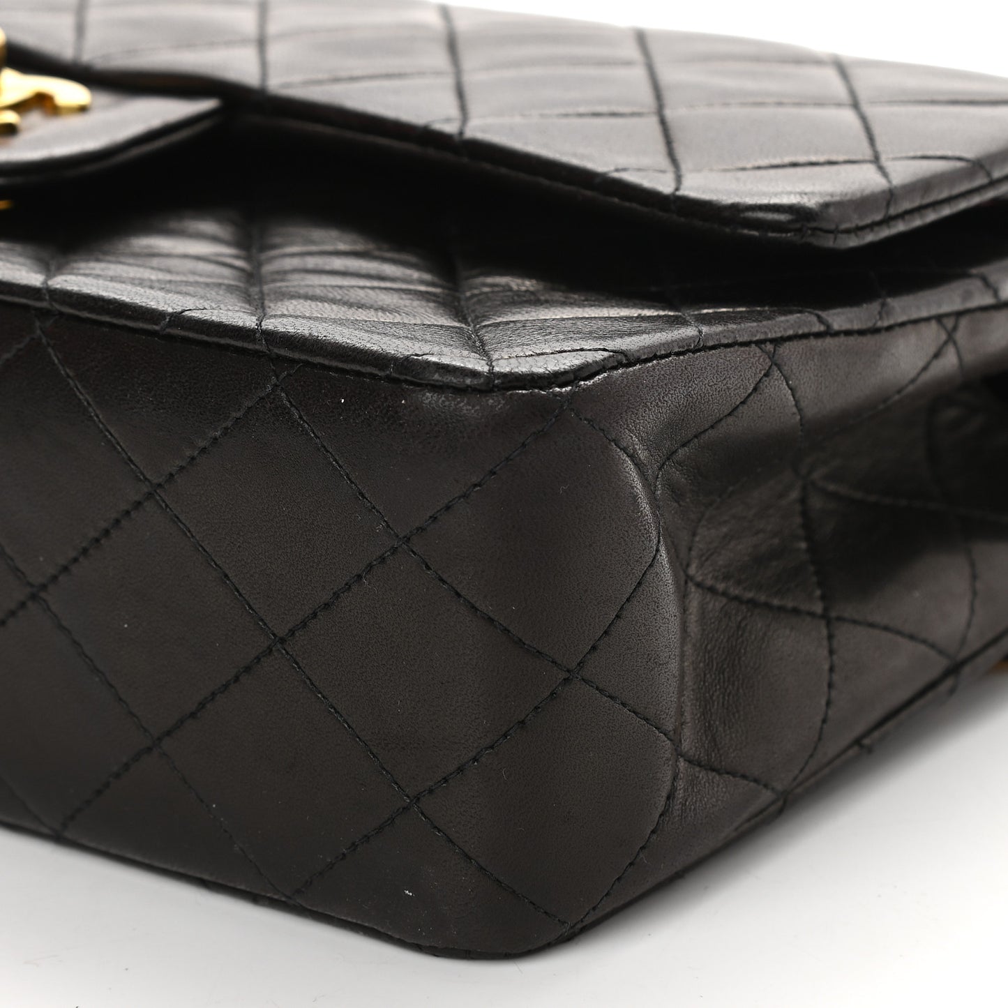 Lambskin Quilted Medium Double Flap Black