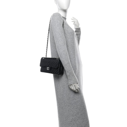 Chanel Calfskin Chevron Quilted Small Double Flap Black 2 of 10