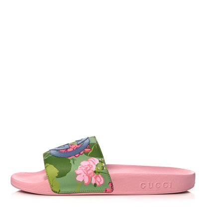 Gucci X KEN SCOTT Rubber Infinity Zia Interlocking G Womens Pool Slide Sandals 37 Green Lilac Bright Splash 1 of 8