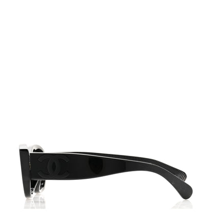 Chanel Acetate Polarized Rectangle Sunglasses 5493-A Black 3 of 7