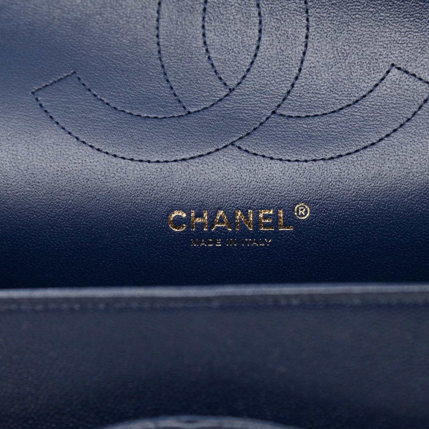 Caviar Quilted Jumbo Double Flap Navy Blue