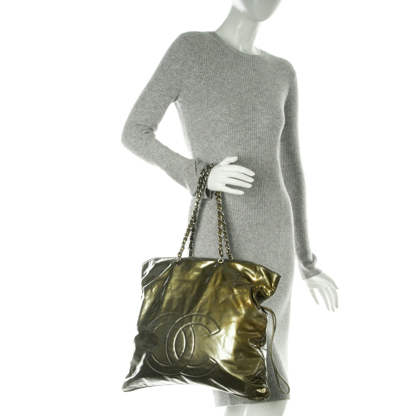 Patent Bonbons Shopper Tote Dark Green