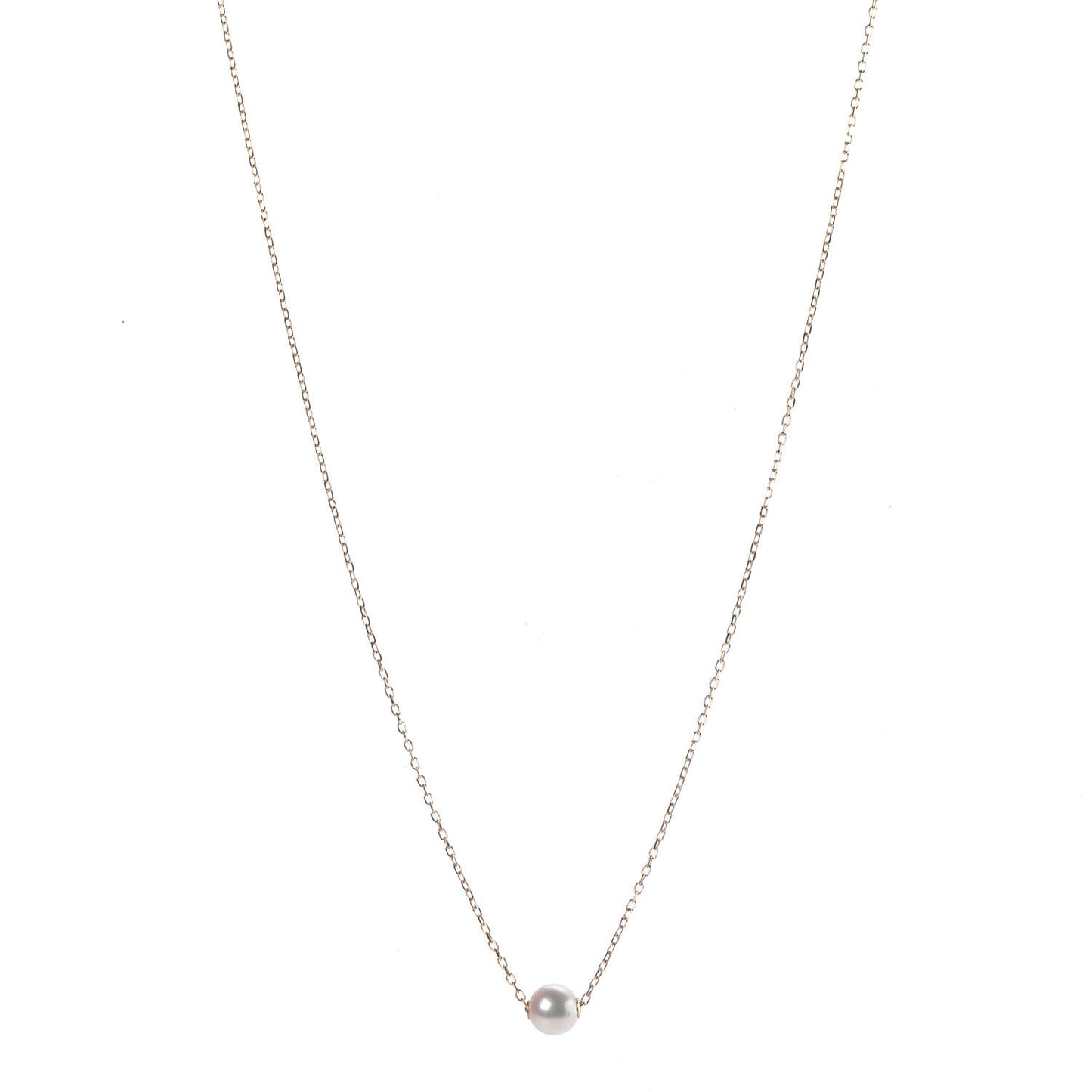 18K Yellow Gold Akoya Pearl 7mm Single Pendant Necklace