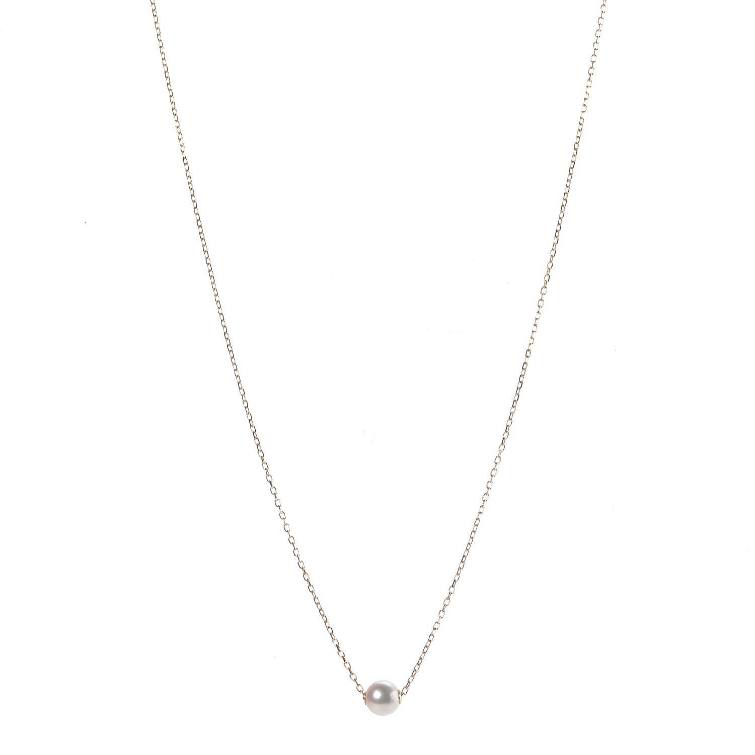 Mikimoto 18K Yellow Gold Akoya Pearl 7mm Single Pendant Necklace 1 of 6