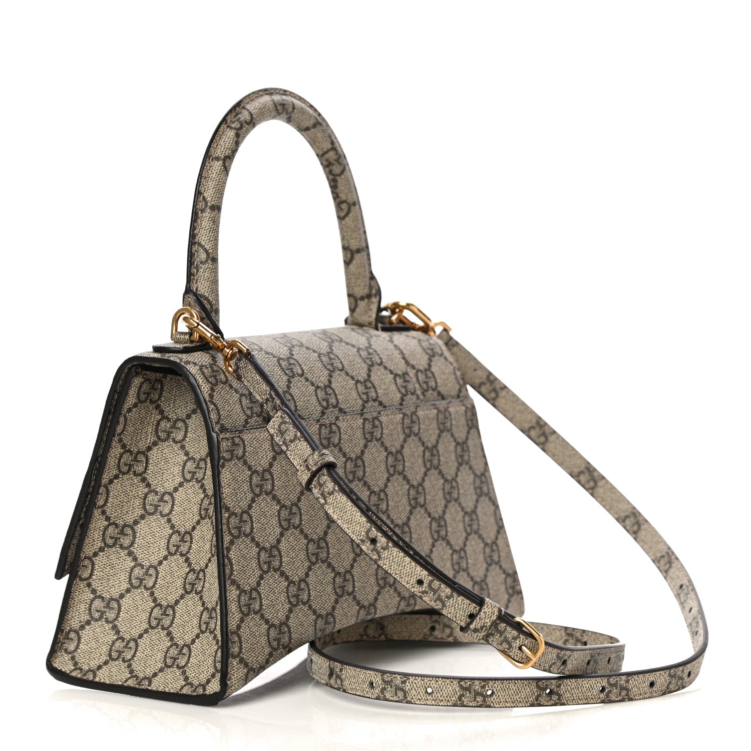 Balenciaga X GUCCI GG Supreme Monogram Small Hourglass Top Handle Bag Beige Ebony 3 of 11