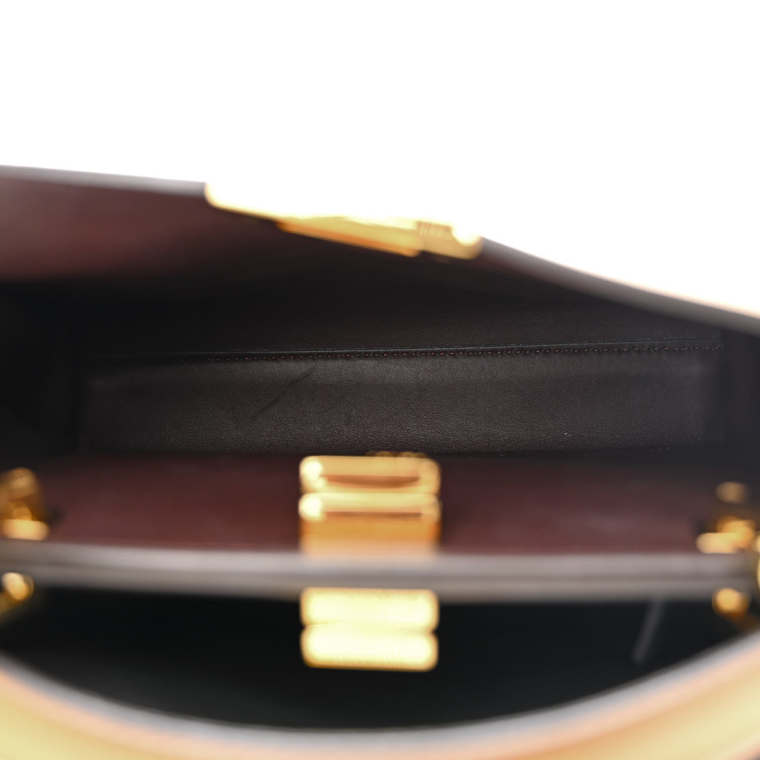 Fendi Vitello Tahiti Burro Bi-Color Medium Peekaboo Iconic Essentially Satchel Nocciola Asfalto Cast 5 of 14