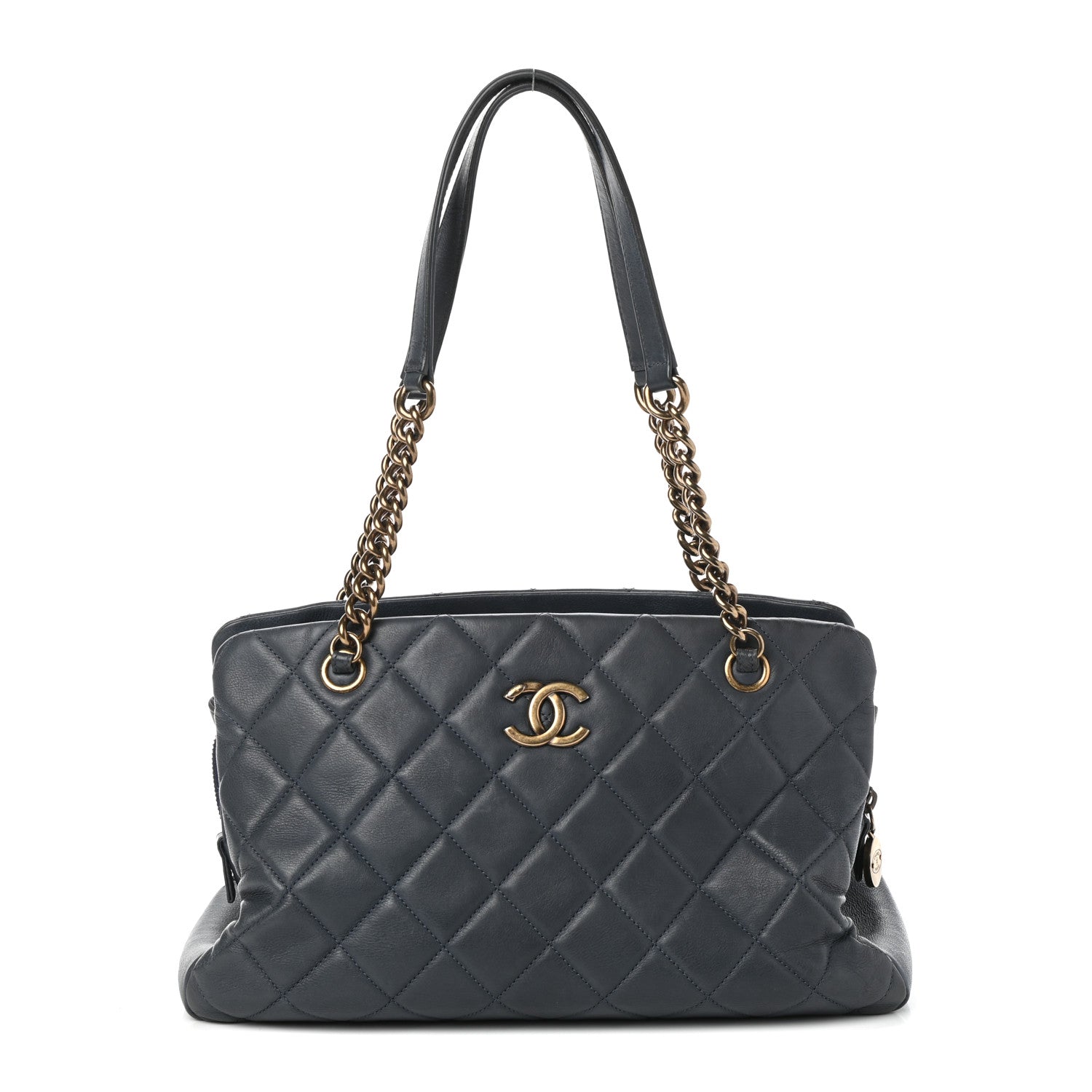 Chanel Calfskin Quilted Small CC Crown Tote Blue 1 of 10