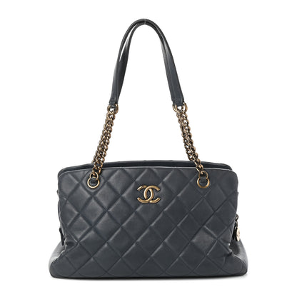 Chanel Calfskin Quilted Small CC Crown Tote Blue 1 of 10
