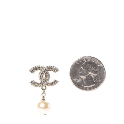 Chanel Crystal Pearl CC Drop Earrings Gold 2 of 6