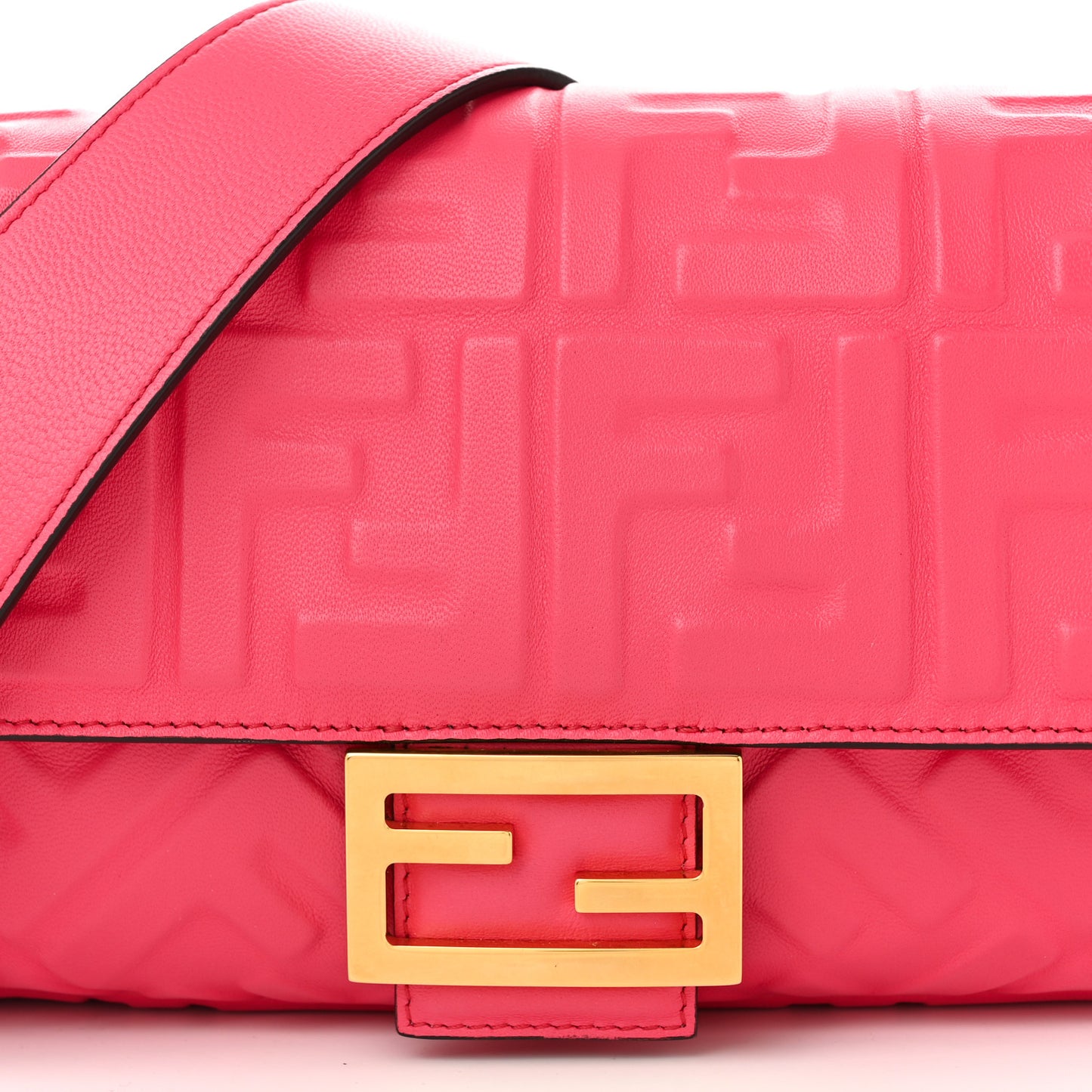 Nappa FF 1974 Embossed Baguette Lampone