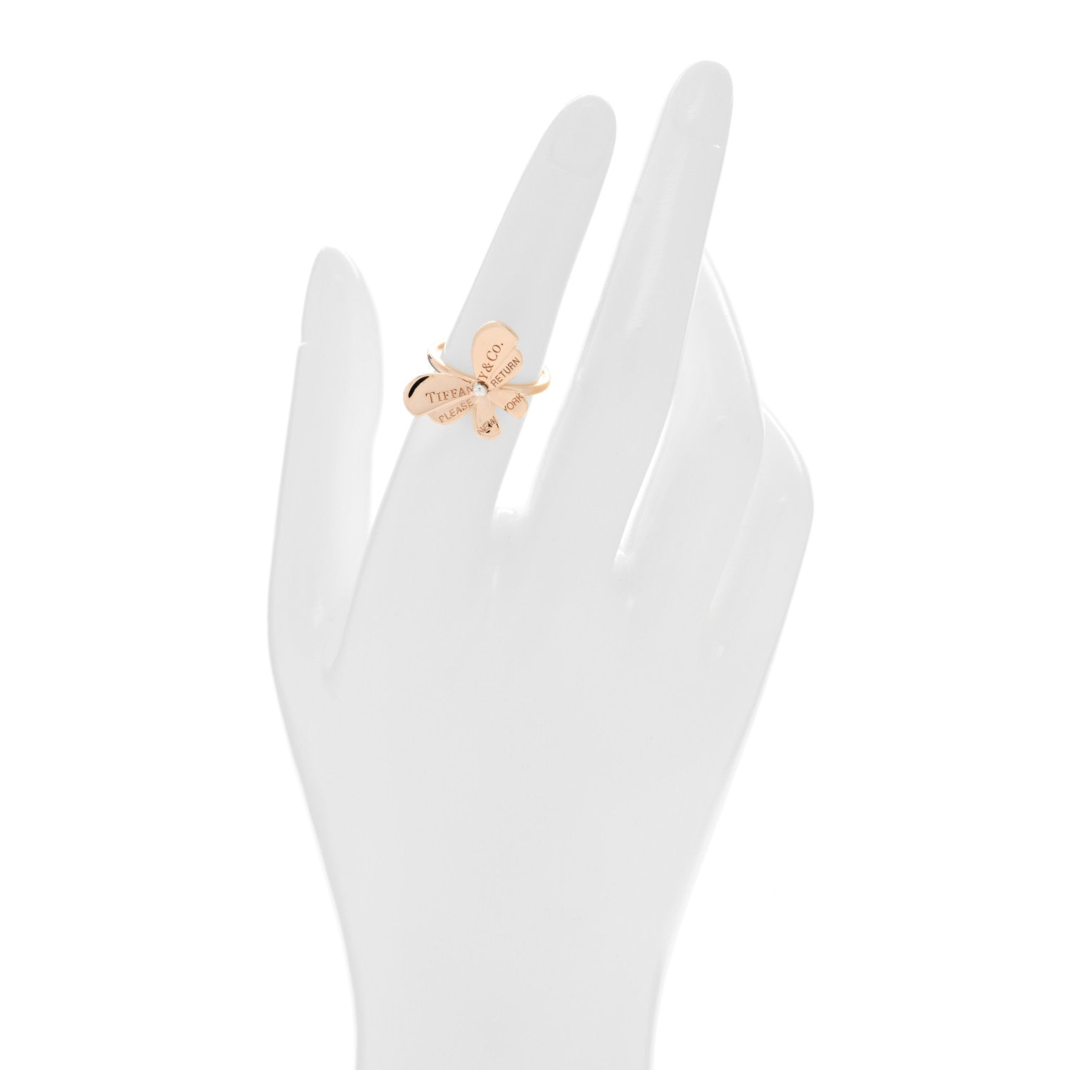 Tiffany 18K Rose Gold Sterling Silver Return to Tiffany Love Bugs Butterfly Ring 52 6 2 of 5