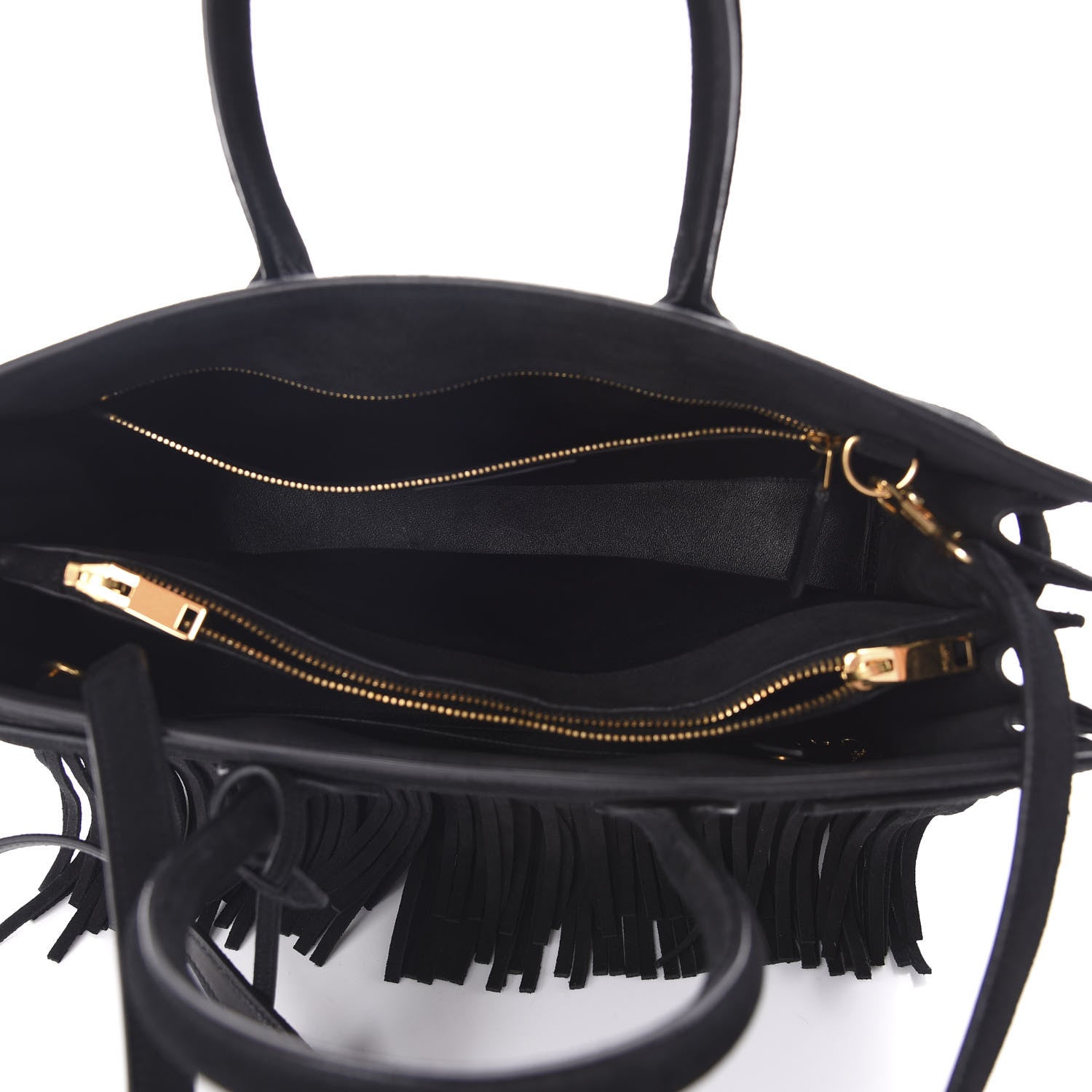 Saint Laurent Suede Fringe Small Sac De Jour Black 5 of 9