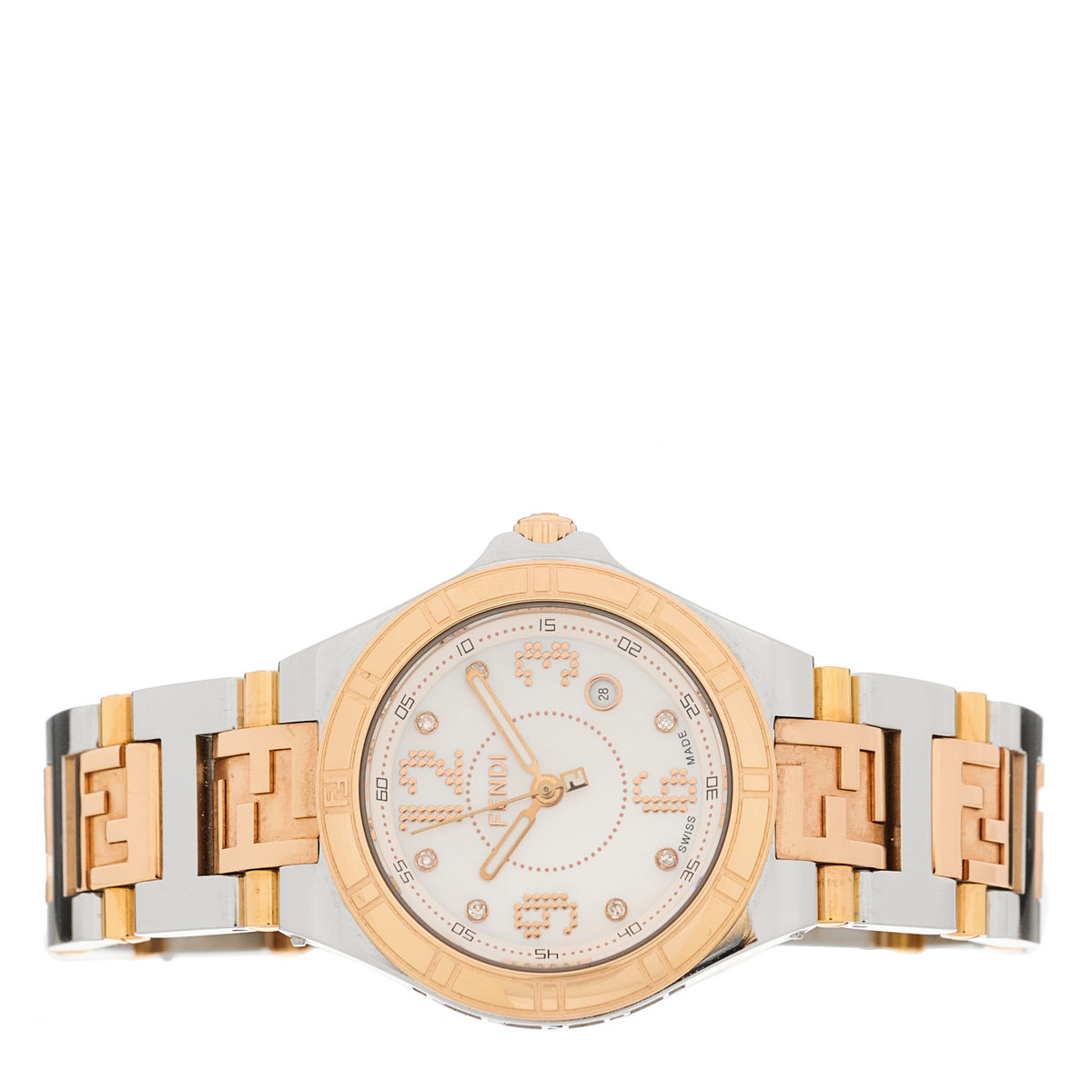 Fendi Stainless Steel Diamond Mother of Pearl 28mm 4600L Quartz Watch 2 of 4