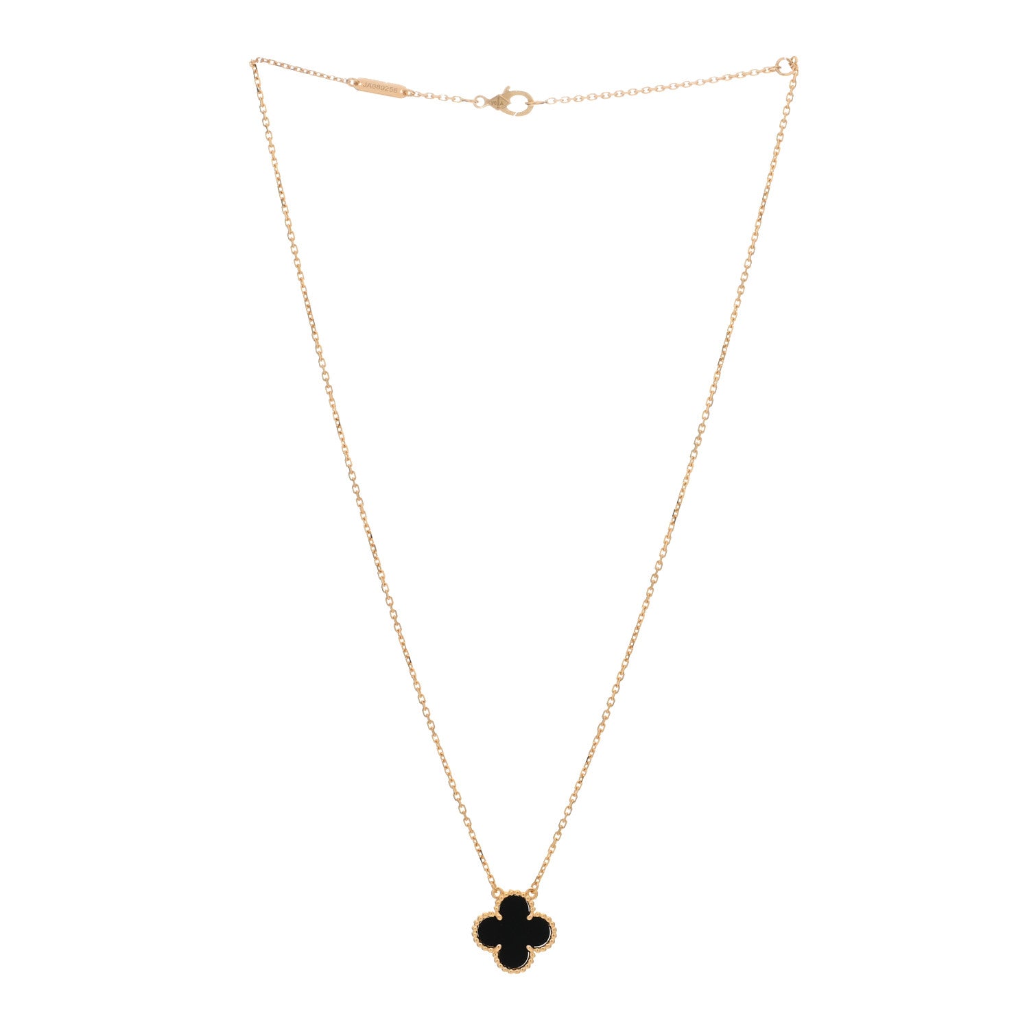 Van Cleef & Arpels 18K Yellow Gold Black Onyx Vintage Alhambra Pendant Necklace 2 of 4