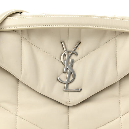 Saint Laurent Lambskin Quilted Small Loulou Puffer Monogram Chain Satchel Blanc Vintage 9 of 16
