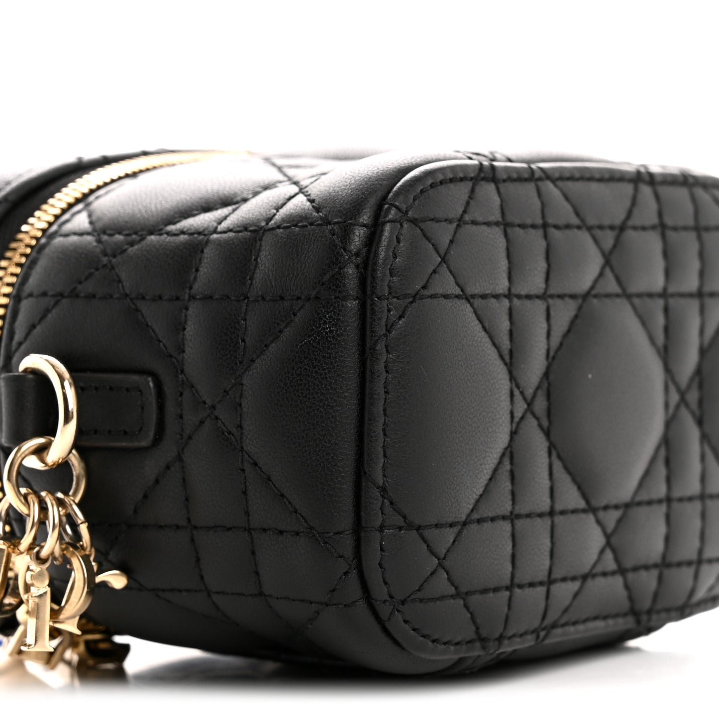 Lambskin Cannage Micro Lady Dior Vanity Case Black