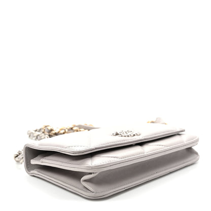 Chanel Lambskin Quilted Chanel 19 Wallet On Chain WOC Grey 4 of 11