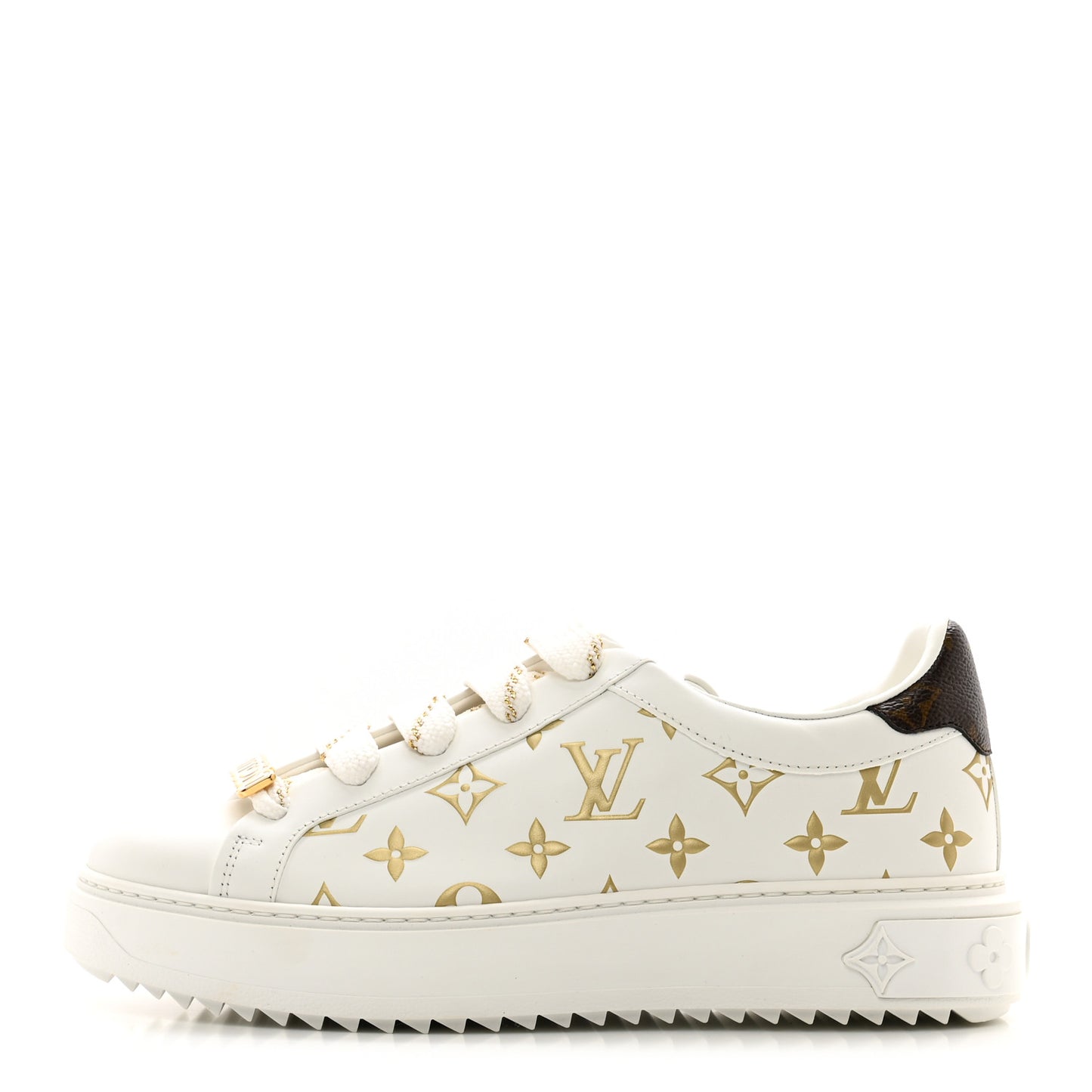 Calfskin Monogram Debossed Time Out Sneakers 39 White Gold
