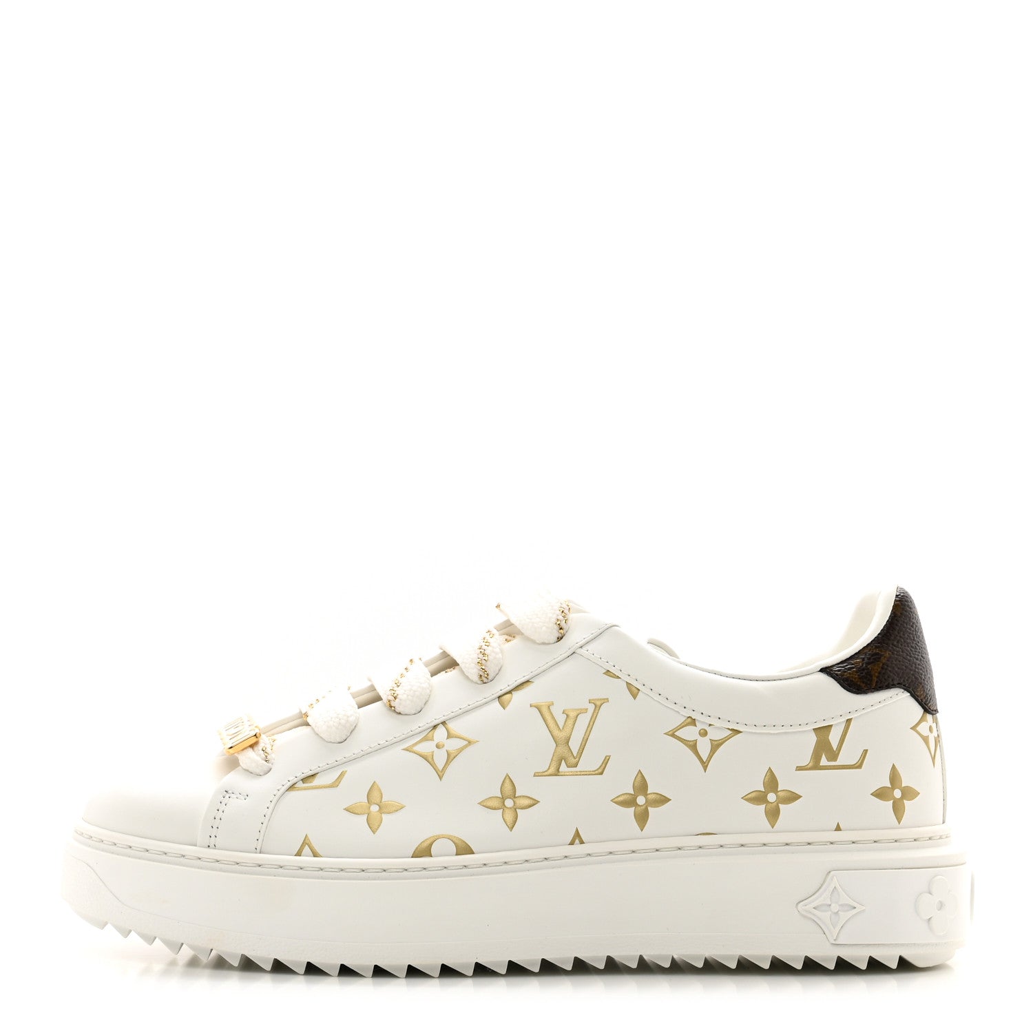 Louis Vuitton Calfskin Monogram Debossed Time Out Sneakers 39 White Gold 1 of 10