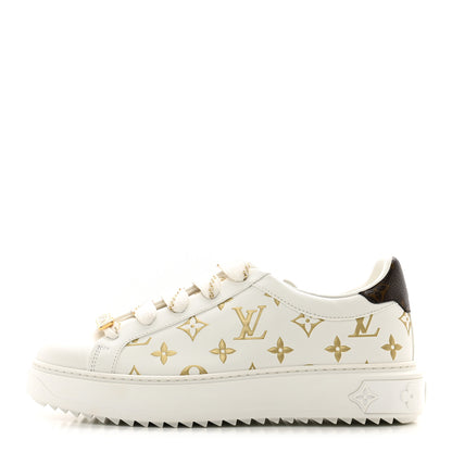 Louis Vuitton Calfskin Monogram Debossed Time Out Sneakers 39 White Gold 1 of 10