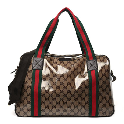 Gucci Crystal Monogram Web Large Carry On Duffle Bag Brown 1 of 9