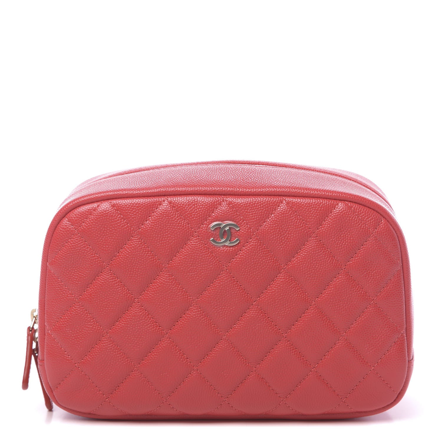 Chanel Caviar Quilted Medium Curvy Pouch Cosmetic Case Red 1 of 11
