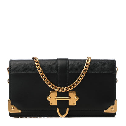 Prada City Calfskin Saffiano Cahier Pochette Black 1 of 9