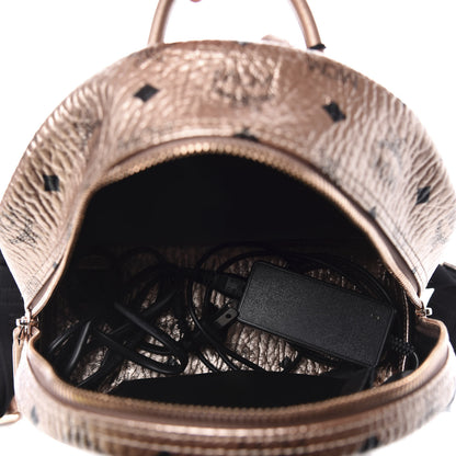 MCM Metallic X Wizpak Visetos Studded Sound System Speaker Backpack Champagne Gold 4 of 8