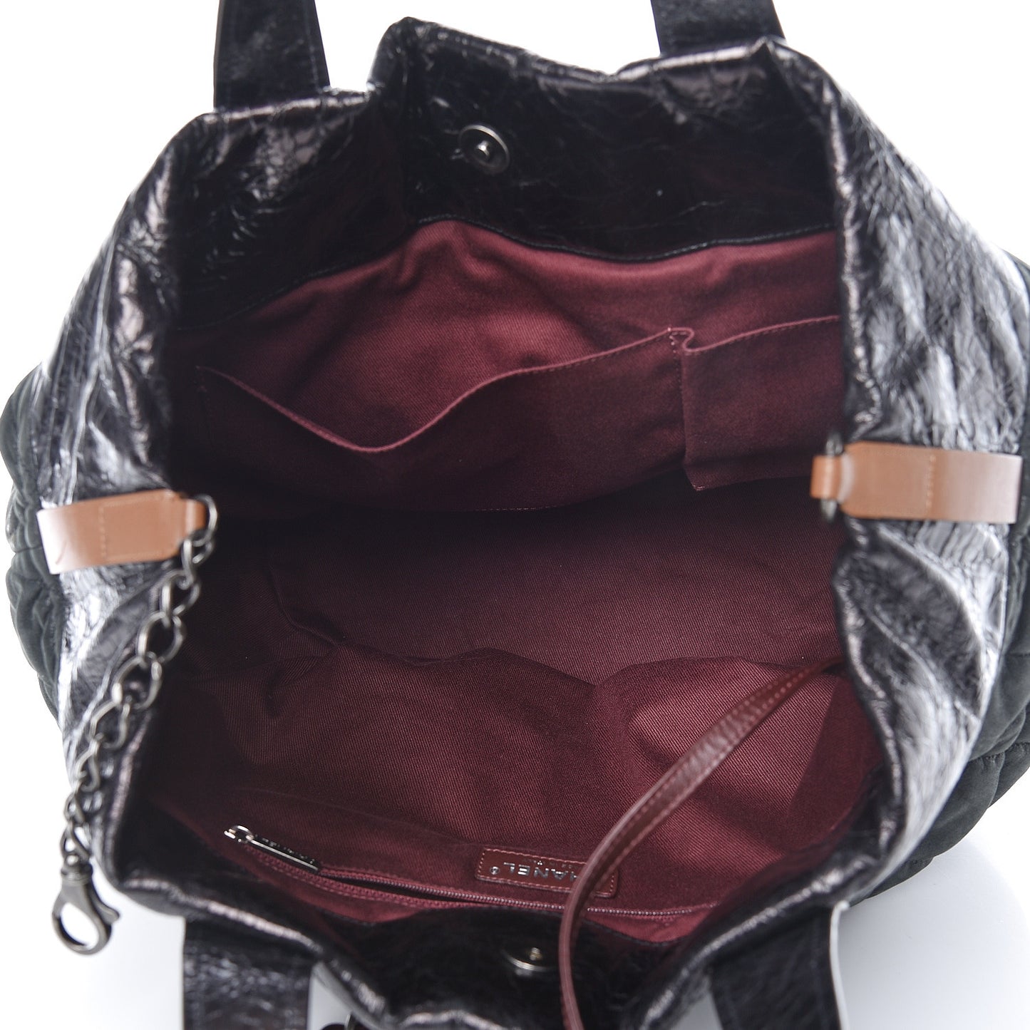Iridescent Calfskin Quilted Large In The Mix Tote Black